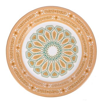 PLAT 26CM 0.585KG BEIGE BLANC VERT CERAMIQUE CM2
