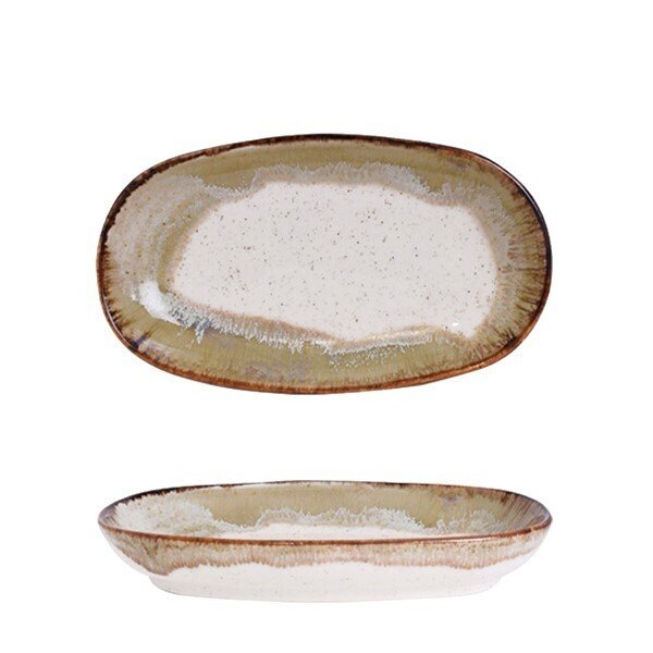 201-0075 PLAT 20X11CM 0,227KG BLANC BEIGE CERAMIQUE