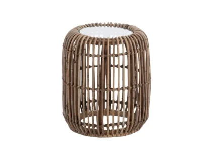 71335	SIDE TABLE RND RAT/GLASS NAT