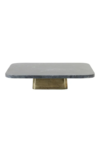 6337581	Dish en base 40x40x8,5CM 7,660KG VERT DORE MARBRE METAL