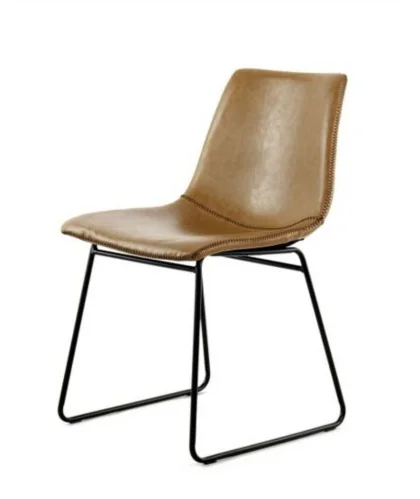 BRQJW  CHAISE H82W47,5L56CM MARRON NOIR CUIR METAL