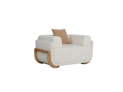OSF-1422-1S CANAPE W125D86H69CM BLANC MARRON VELOUR BOUCLETTE