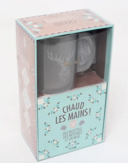 22.5X13CM 0.606KG GRIS TEXTILE CERAMIQUE Coffret Chaud les mains !