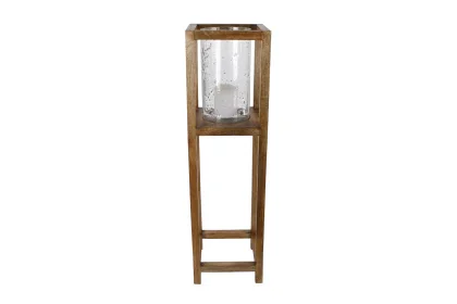 110007	 28x28x100CM 4.900KG TRANSPARENT MARRON BOIS VERRE