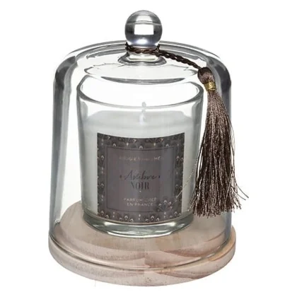 181645C  BOUGIE 11X11 CM  0.872 KG BLANC CIRE VERRE AMBRE NOIR